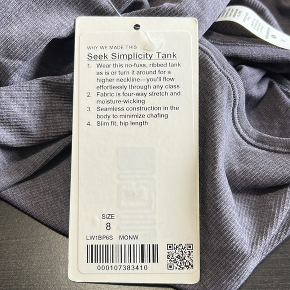 Lululemon Seek Simplicity Tank Top Deep Purple Stretch Sz 8 NEW - Picture 7 of 9